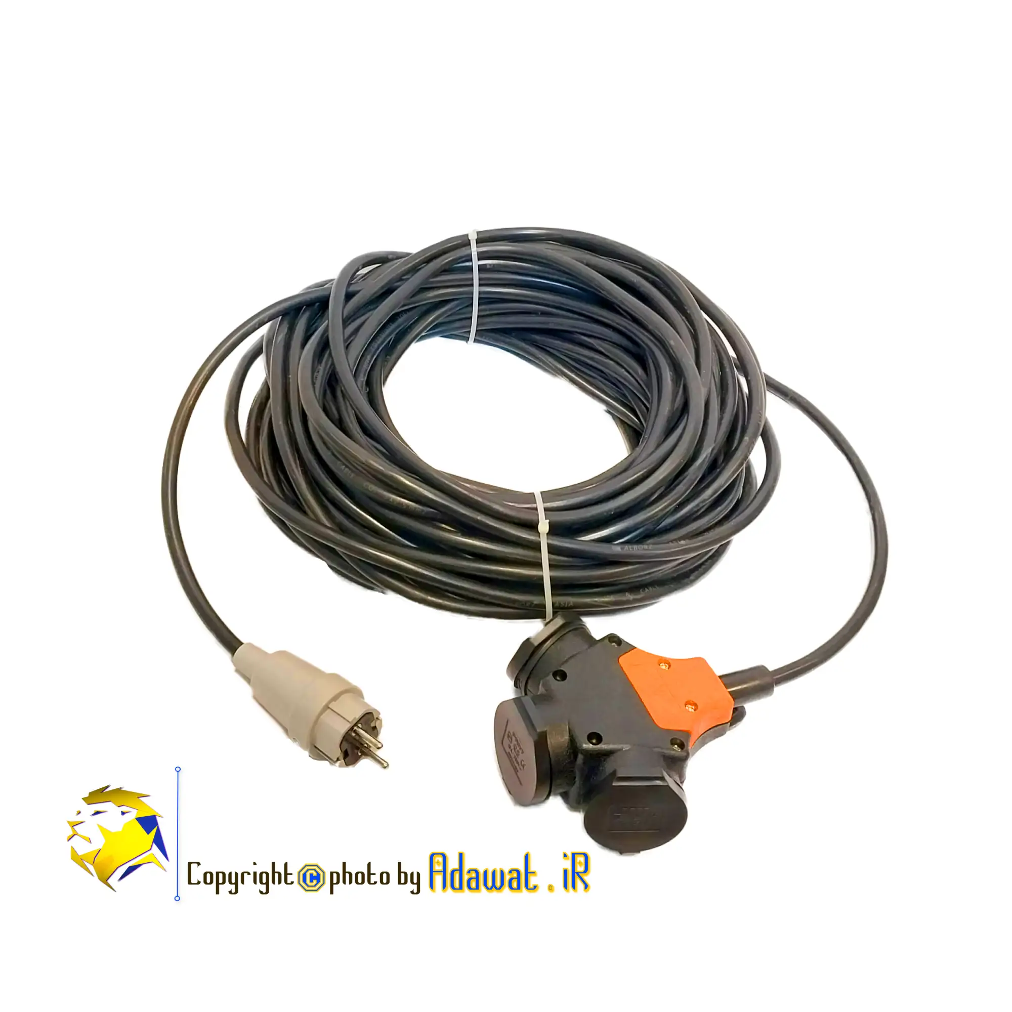 کابل سیار صنعتی 20 متر مدل MR.s.24.20M( تمام مس ) 1 تصویر اول کابل سیار صنعتی + سه راهی برق
